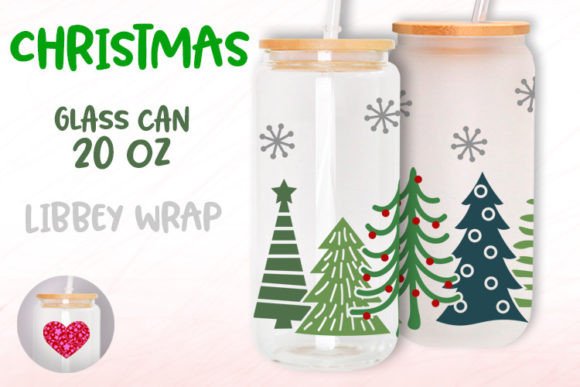 20oz Glass Can Tumbler Christmas Tree
