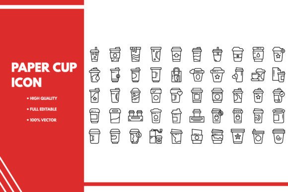50 Paper Cup Line Icon