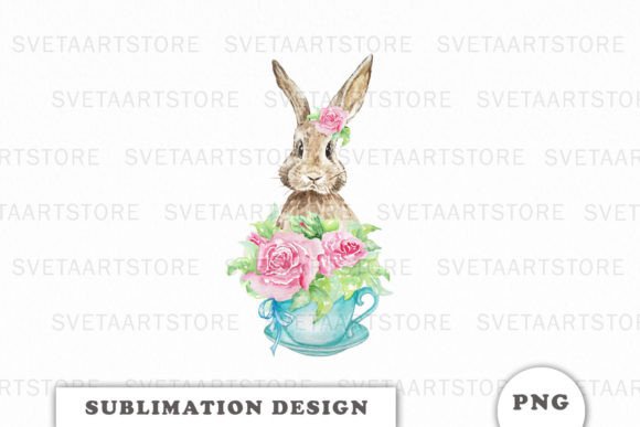 Bunny and Cup Sublimation PNG