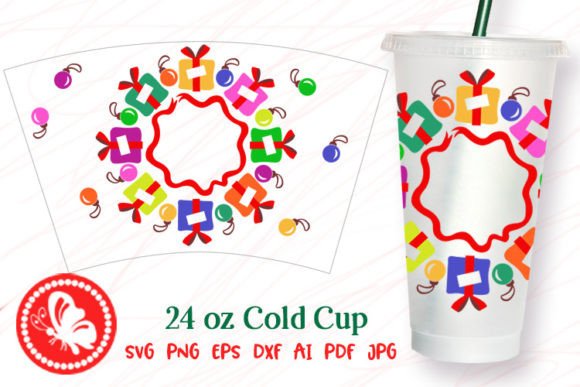 Christmas Gifts Frame 24OZ Cold Cup Wrap