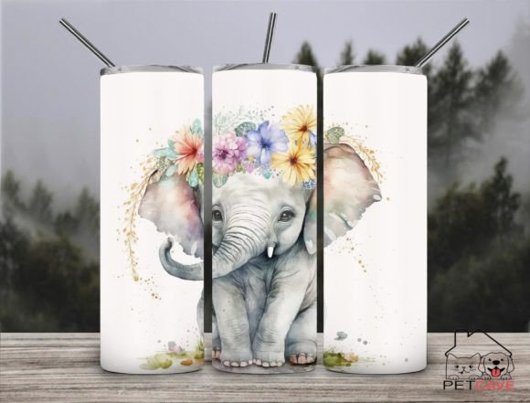 Cute Elephant Watercolor Tumbler