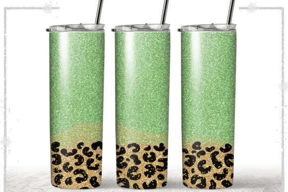 Faux Glitter Green Tumbler Full Wrap