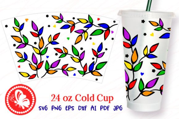 Leaves Color 24OZ Cold Cup Tumbler Wrap