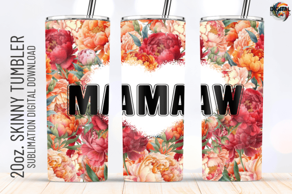 Mamaw Peony Flowers 20oz Tumbler Wrap