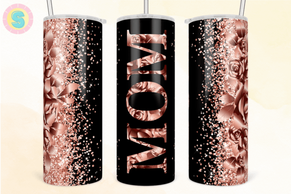 MOM Rose Gold Glitter 20Oz Tumbler Wrap