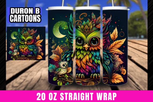 Owl Tumbler Wrap Sublimation Fantasy Png