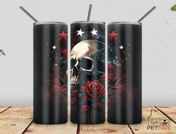 Skull and Roses Goth Tumbler Design
