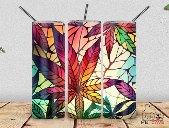 Stained Glass Weed Tumbler PNG