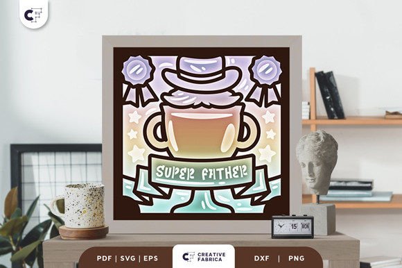 Super Father 3D Shadow Box Paper Cut
