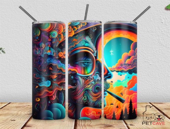 Trippy Smoking Tumbler Wrap PNG