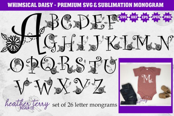 Whimsical Daisy Monogram SVG Bundle